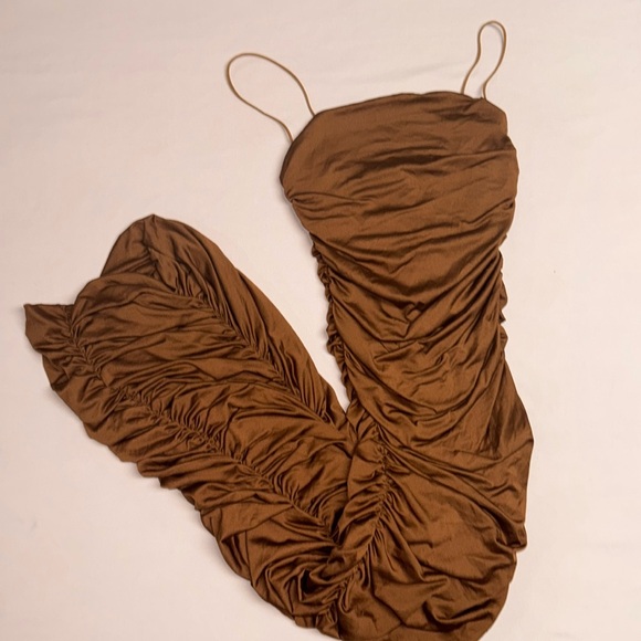 Brown Rouched Dress - Picture 3 of 5